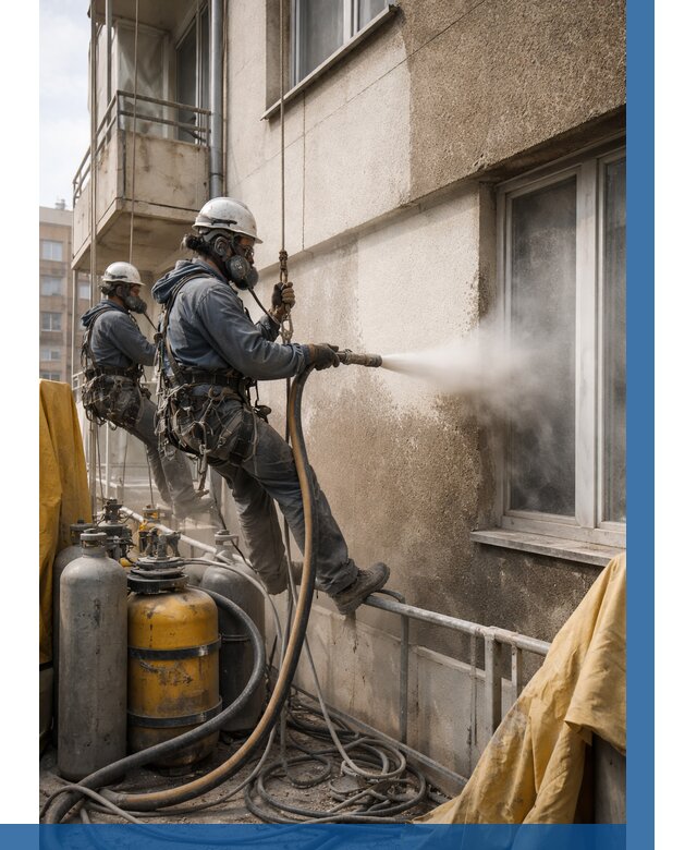 Пескоструйная очистка фасада в Арсеньеве от 668 р. | ВЫСОТНИК-Рсн