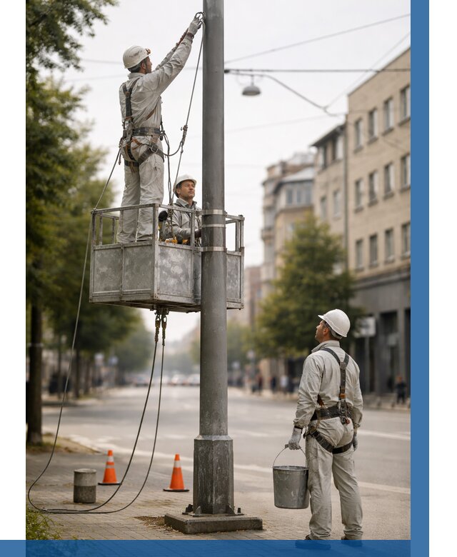 Покраска опор освещения в Арсеньеве от 5140 р. | ВЫСОТНИК-Рсн