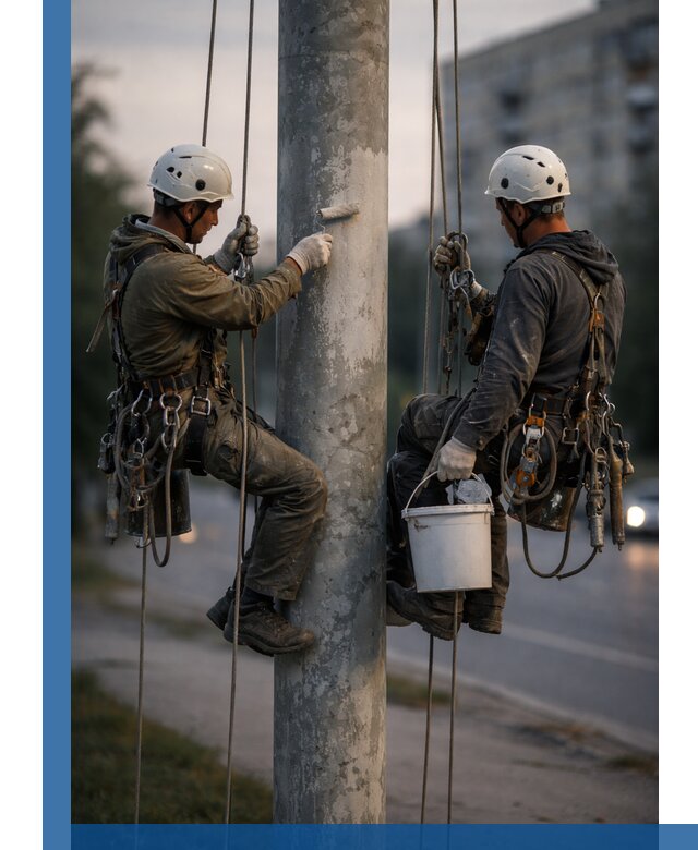 Покраска опор освещения и антикоррозийная защита в Арсеньеве