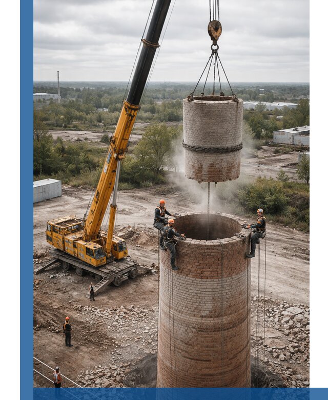 Демонтаж дымовой трубы в Арсеньеве с гарантиями безопасности
