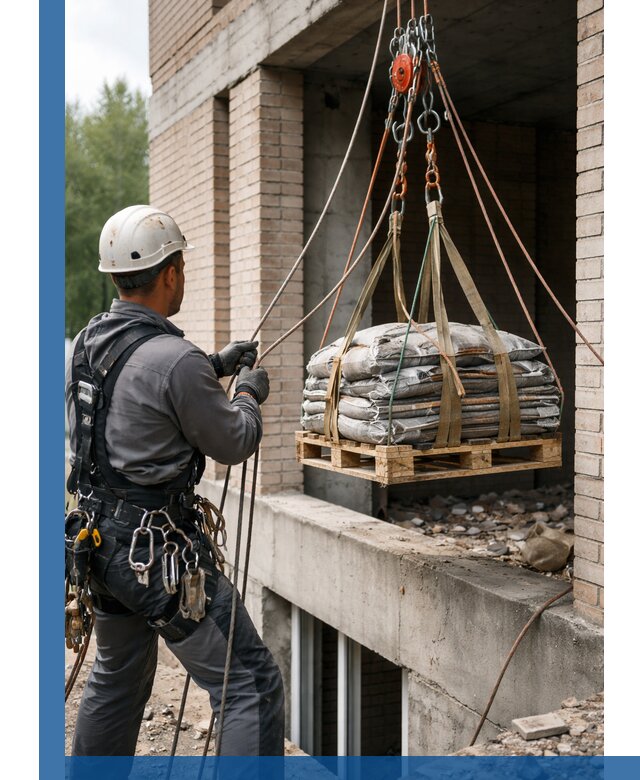 Подъем материалов на этаж веревками в Арсеньеве оперативно
