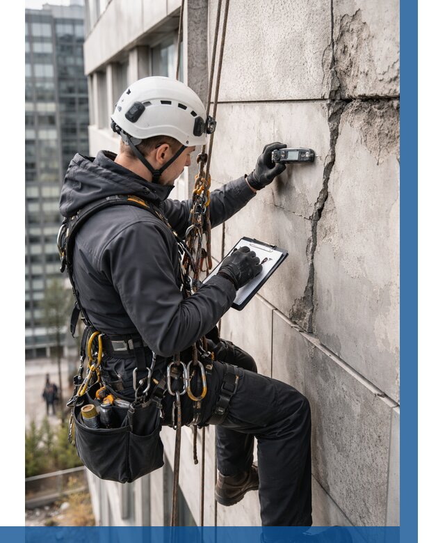 Обследование фасада альпинистами в Арсеньеве от 123 р. | ВЫСОТНИК-Рсн